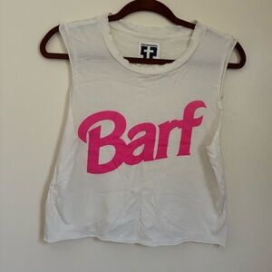 Petals and Peacocks White Tank Top with Barbie Pink letters